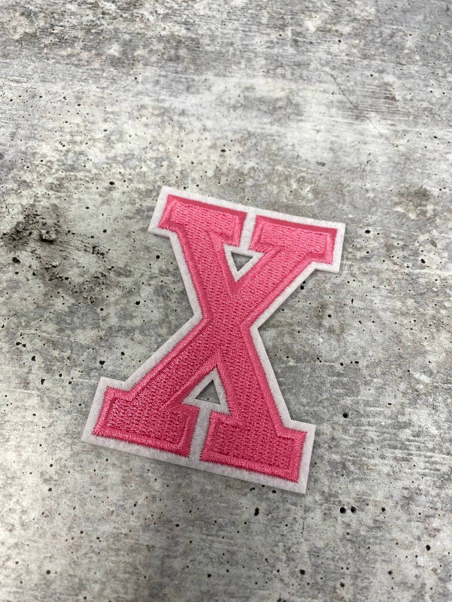 Pink Iron On Varsity Letter Patches - Sets of 3 Letters - Small