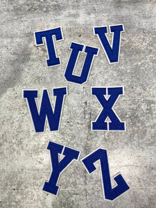 New, "BLUE/White" 3" Embroidered Letter w/Felt, Varsity Letter Patch, 1-pc, Iron-on Backing, Choose Your Letter, A-Z Letters, DIY Letters,