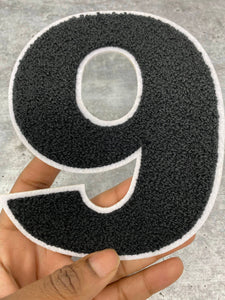 Chenille Number 1 Patches 4-1/2 Inch Height Iron on Number Patches Black  Glitter for Clothing Pack of 3(White) 