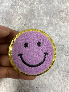 New: Purple, Chenille Smile Patch w/ Gold Glitter, Size 2.5, Smiley –  PatchPartyClub