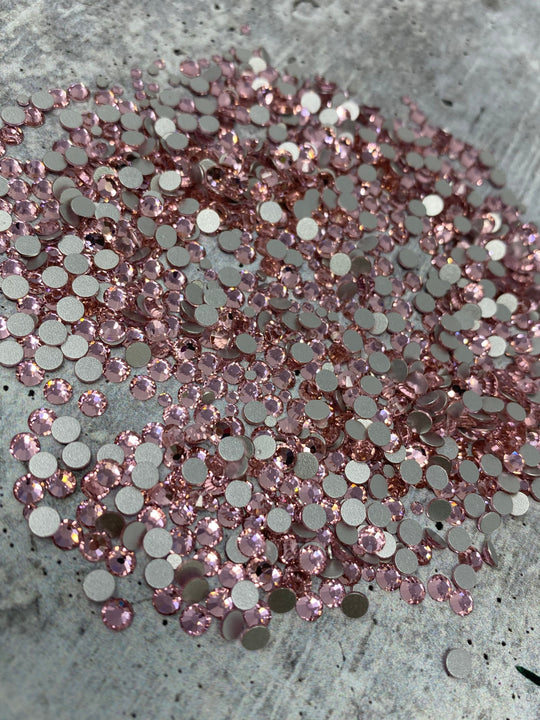 Glass Rhinestones "LIGHT PINK" Non-Hotfix, Sizes SS6 - SS30, Faceted Rhinestone Crystals, Round FlatBack Glass (1440), Periciosa Stones