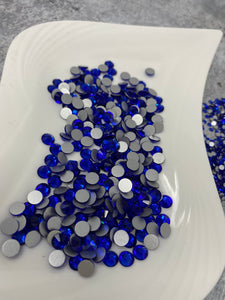 Glass Rhinestones "ROYAL BLUE" Non-Hotfix, Sizes SS6 - SS30, Faceted Rhinestone Crystals, Round FlatBack Glass (1440), Periciosa Stones