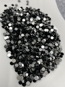 Glass Rhinestones "JET BLACK" Non-Hotfix, Sizes SS6 - SS30, Faceted Rhinestone Crystals, Round FlatBack Glass (1440), Periciosa Stones