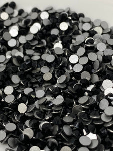 Glass Rhinestones "JET BLACK" Non-Hotfix, Sizes SS6 - SS30, Faceted Rhinestone Crystals, Round FlatBack Glass (1440), Periciosa Stones