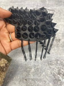 Decorative Shoulder Brooch Set, BLACK Spiked Rivet Designer Epaulette for Blazers, Jackets, and More, Stylish Accessories