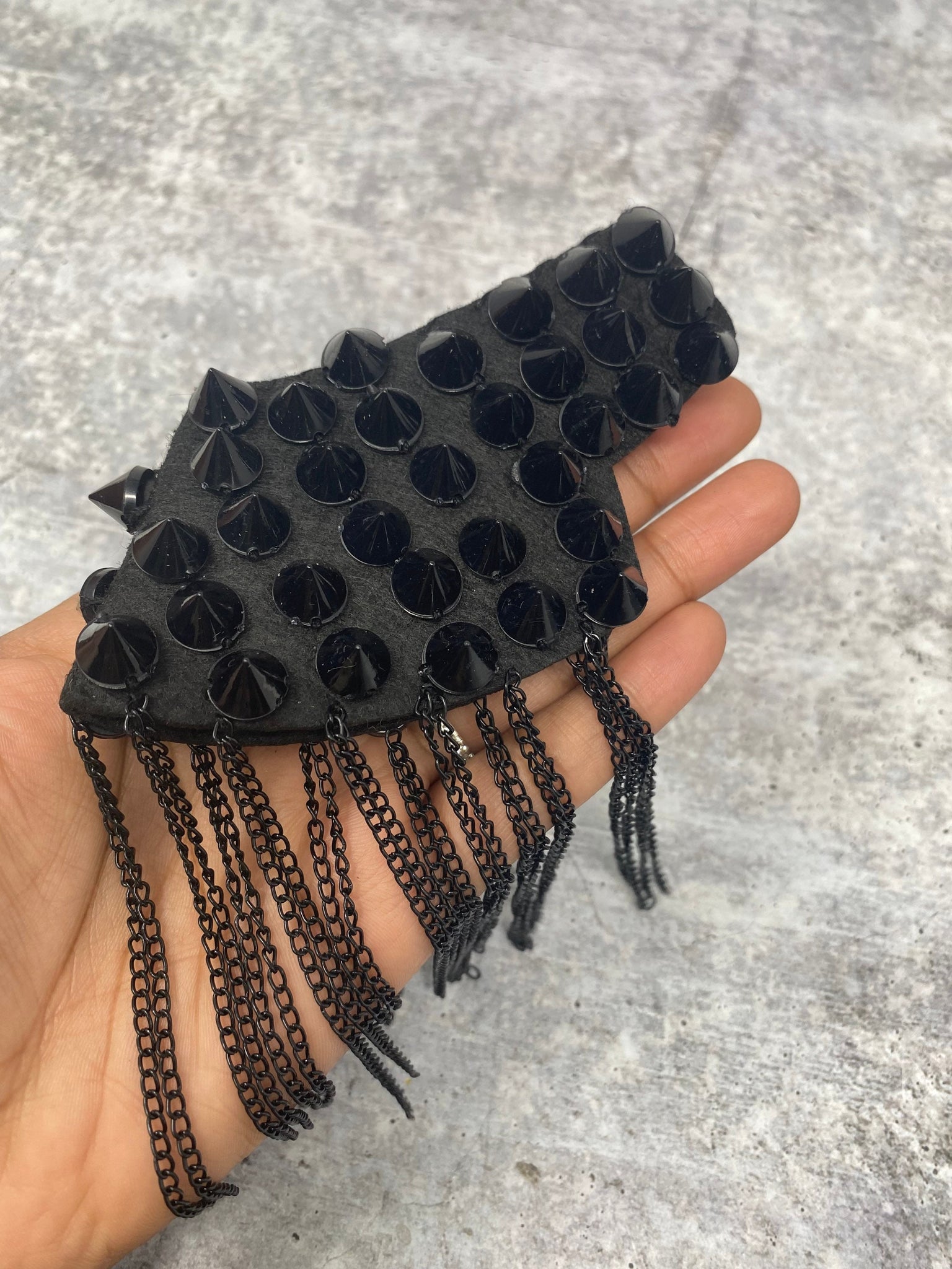 Decorative Shoulder Brooch Set, BLACK Spiked Rivet Designer Epaulette for Blazers, Jackets, and More, Stylish Accessories