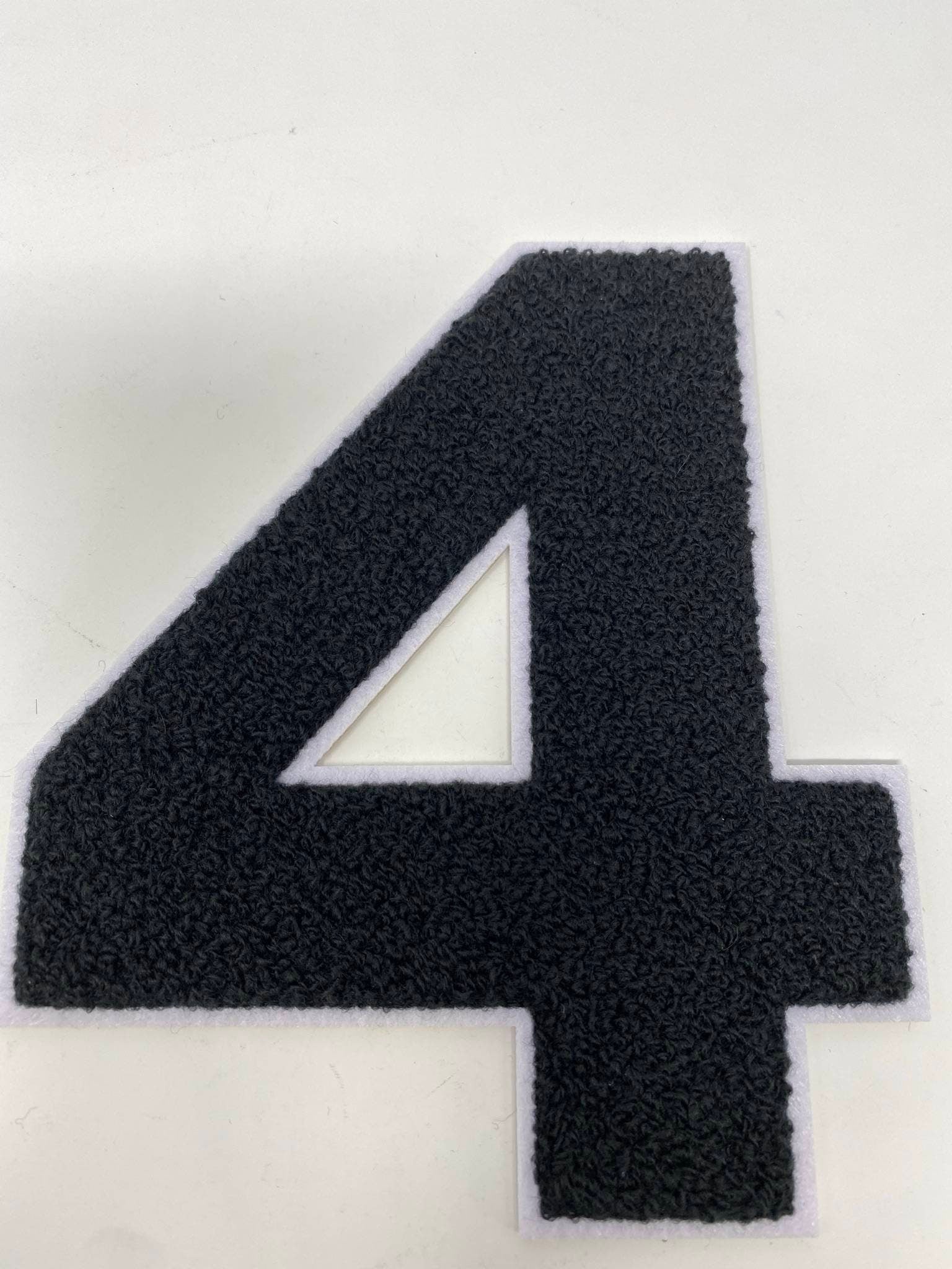Chenille Number 1 Patches 4-1/2 Inch Height Iron on Number Patches Black  Glitter for Clothing Pack of 3(White)