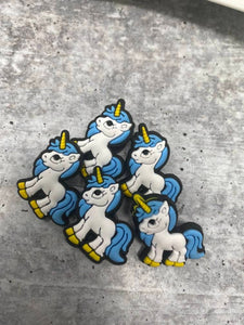 Blue & White, "Unicorn" 1-pc Charm for Crocs; Symbolic Statement Charms for Clogs;  Cute Charm for Shoes and Silicone Bracelets