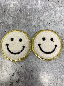 New: Purple, Chenille Smile Patch w/ Gold Glitter, Size 2.5, Smiley –  PatchPartyClub