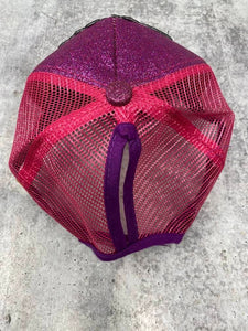 New, Exclusive "Freeish Since 1865" Purple Messy Bun/Ponytail Hat, Glitter Hat, Sparkling Bad Hair Day Hat, Gift for Her, Fashionable Hat