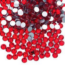 Glass Rhinestones "RED" Non-Hotfix, Sizes SS6 - SS30, Faceted Rhinestone Crystals, Round FlatBack Glass (1440), Periciosa Stones