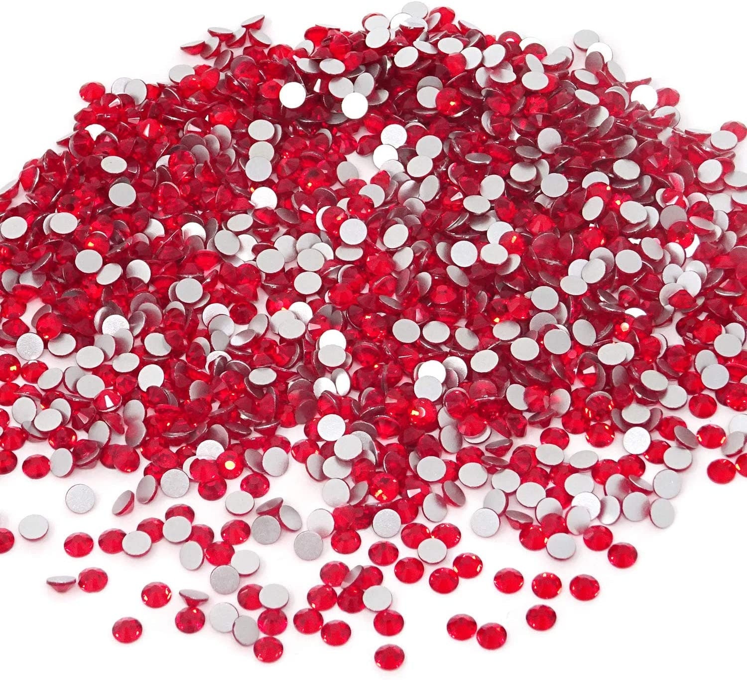 Glass Rhinestones "RED" Non-Hotfix, Sizes SS6 - SS30, Faceted Rhinestone Crystals, Round FlatBack Glass (1440), Periciosa Stones