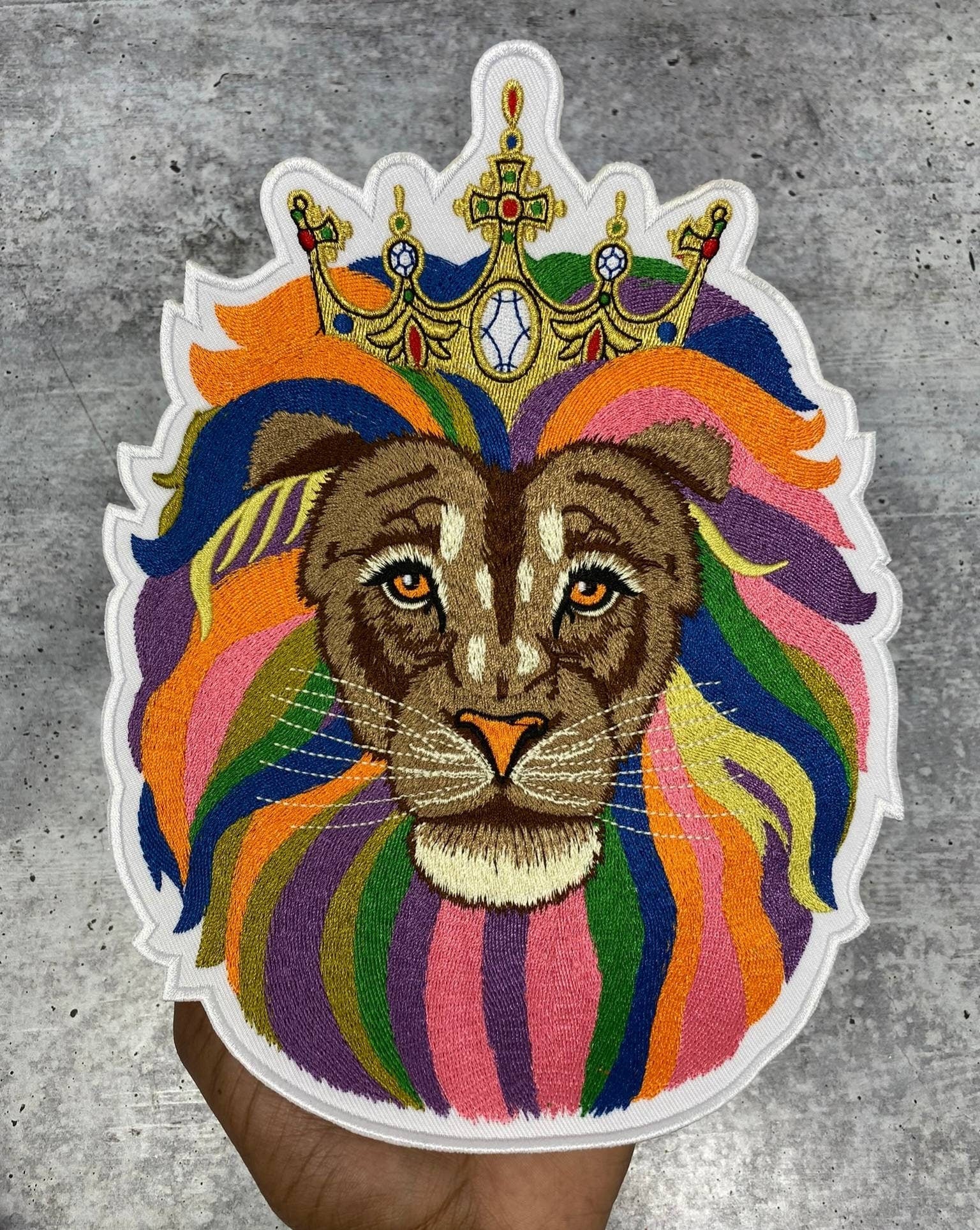 Exclusive: 1-pc Colorful Queen Lion w/GOLD Crown 100% Embroidered Iron on  Patch, DIY Applique, Large Patch, Size 9, Jacket Patch for Her