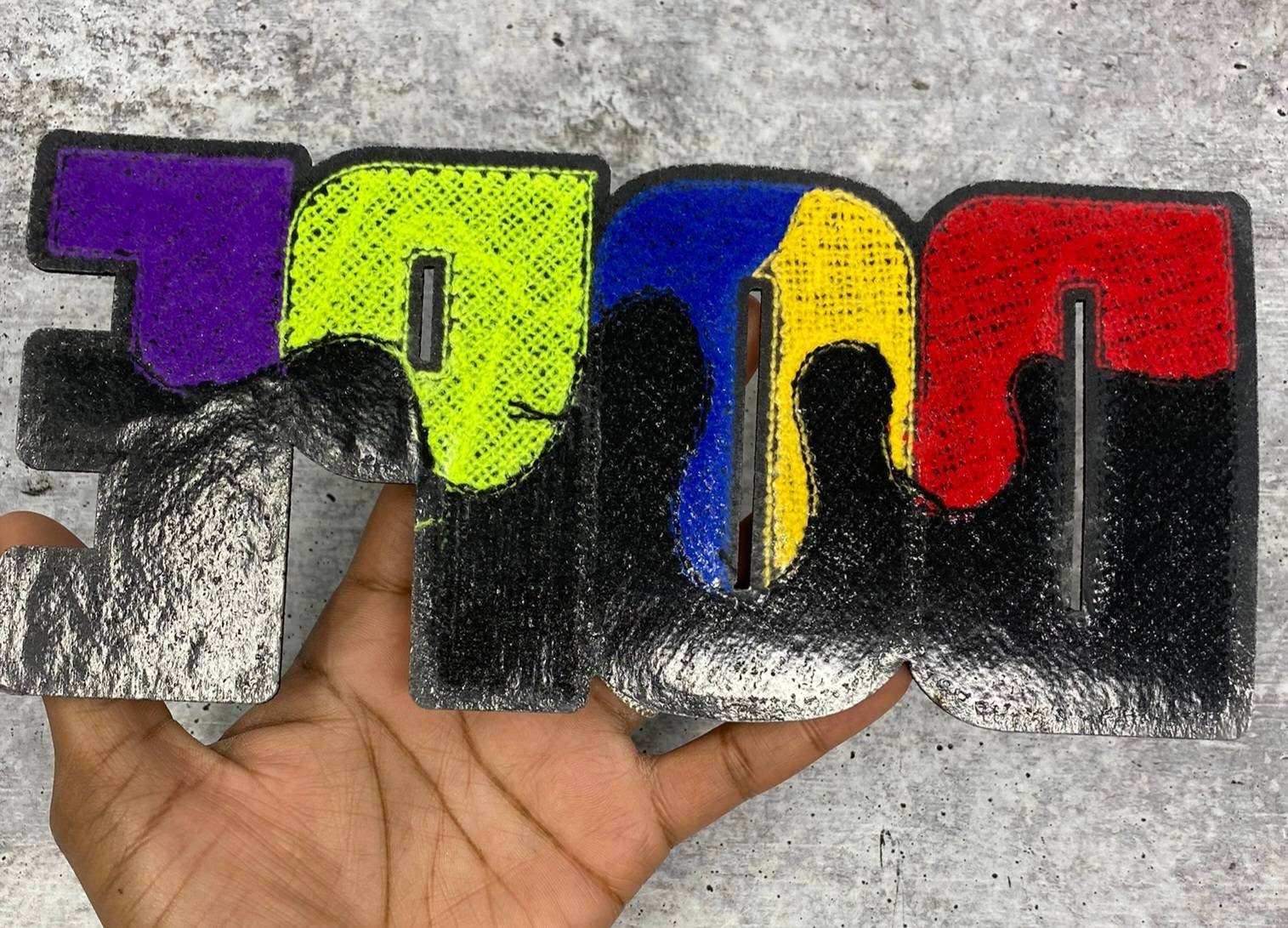NEW, Large, 1-pc Colorful "DOPE" Chenille Iron On Patch, Size 9"x5", Large Patch for Varsity Jackets, Denim Jackets, Shirts, & Hoodies