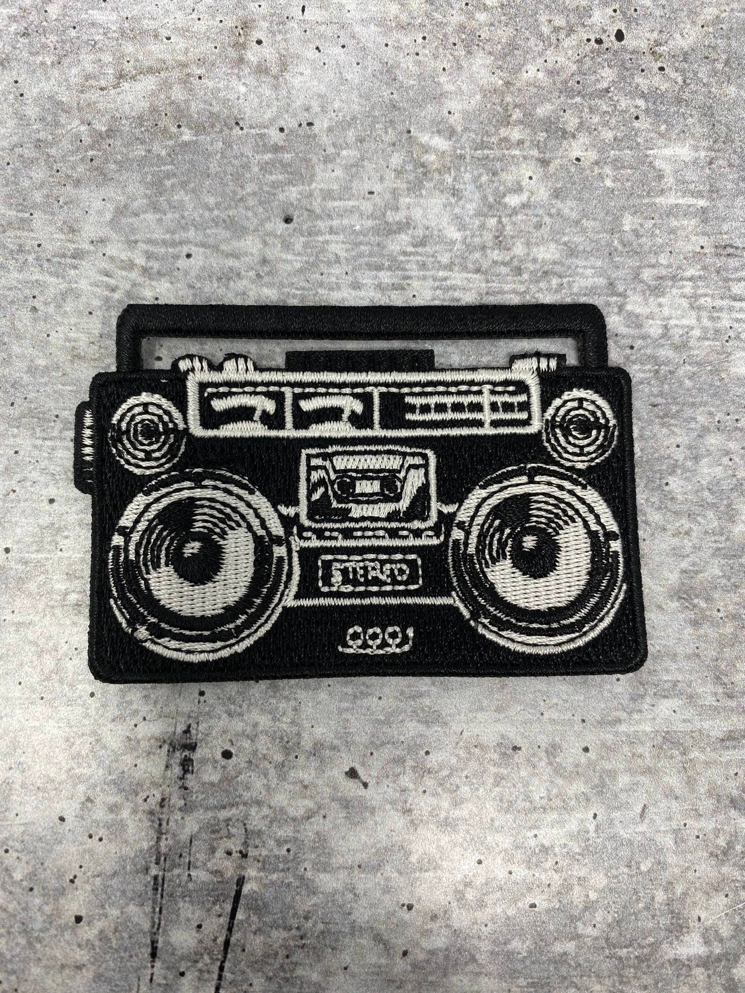 Nostalgic 1-pc "Boom Box" Applique, Vintage Iron on Patch, Music & Cassette Player Patch, Embroidered Patch, DIY Patch, Size 3", Radio Patch