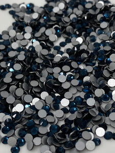 Glass Rhinestones "NAVY BLUE" Non-Hotfix, Sizes SS6 - SS30, Faceted Rhinestone Crystals, Round FlatBack Glass (1440), Periciosa Stones
