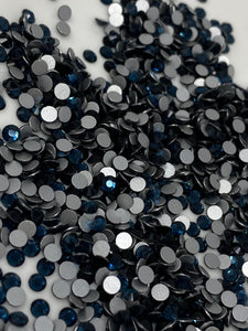 Glass Rhinestones "NAVY BLUE" Non-Hotfix, Sizes SS6 - SS30, Faceted Rhinestone Crystals, Round FlatBack Glass (1440), Periciosa Stones