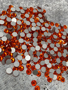 Glass Rhinestones "ORANGE" Non-Hotfix, Sizes SS6 - SS30, Faceted Rhinestone Crystals, Round FlatBack Glass (1440), Periciosa Stones