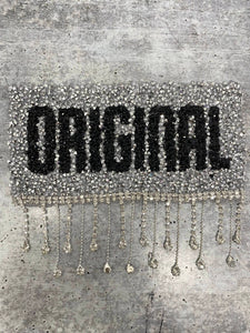 New Arrival, "ORIGINAL" Blinged Out, Dripping Rhinestone Patch with Adhesive, Rhinestone Applique, Size 6.5" Rhinestone DIY Applique