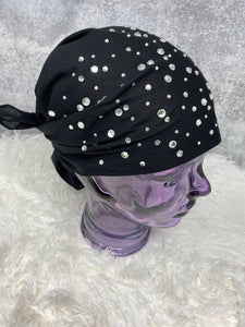 Sparkling, Handmade Scattered Bling Headscarf, Women's Bandana Accessories, Scarf for Bikers, Work-out, Bad Hair Day, Blinged Out Head Cover