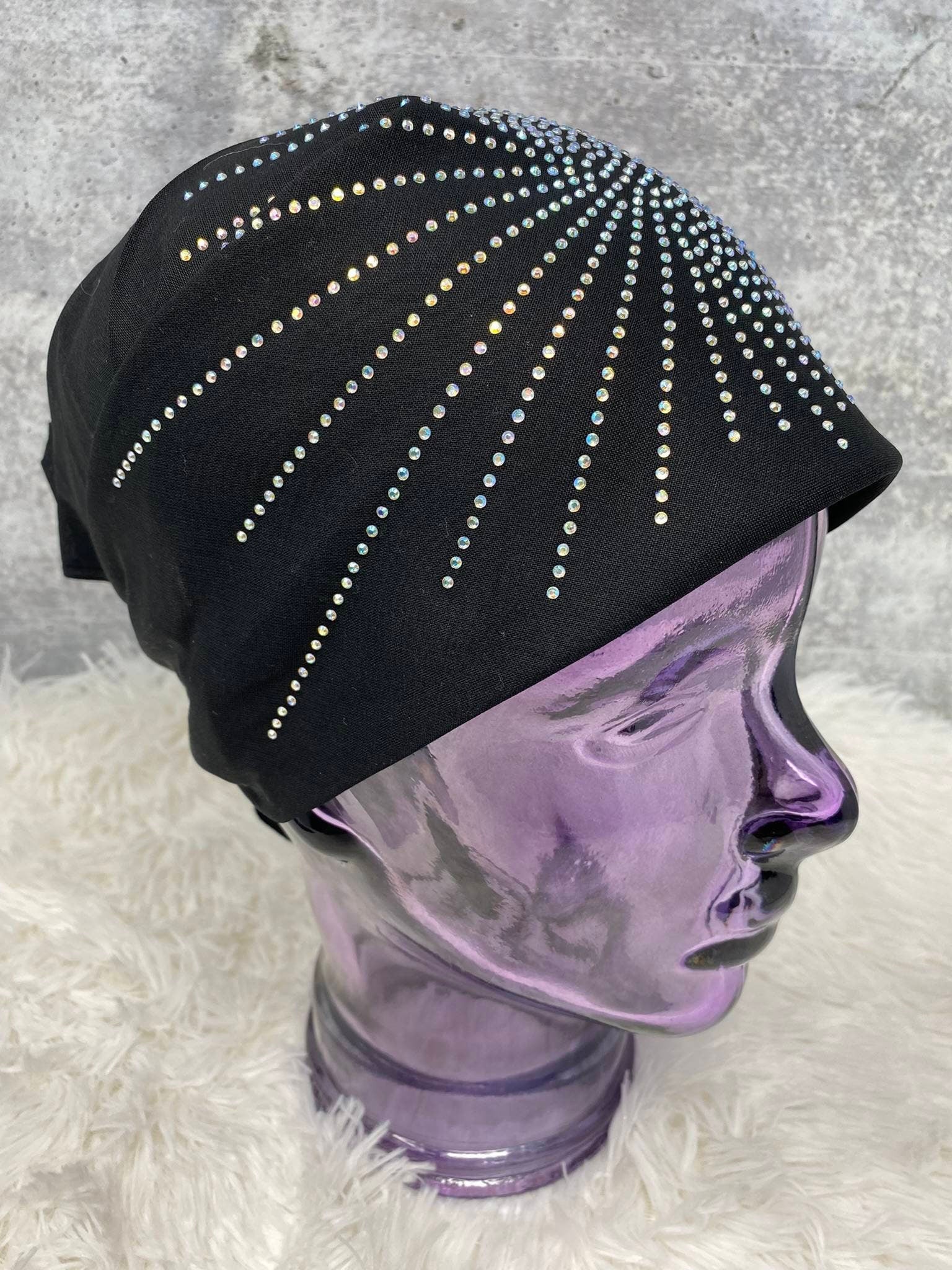 Sparkling Bursts, Handmade Bling Headscarf, Women's Bandana Accessories, Scarf for Bikers, Work-out, Bad Hair Day, Blinged Out Head Cover