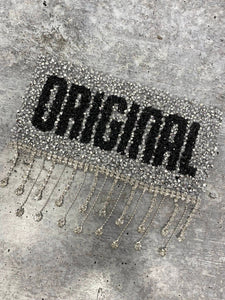 New Arrival, "ORIGINAL" Blinged Out, Dripping Rhinestone Patch with Adhesive, Rhinestone Applique, Size 6.5" Rhinestone DIY Applique