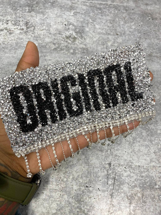 New Arrival, "ORIGINAL" Blinged Out, Dripping Rhinestone Patch with Adhesive, Rhinestone Applique, Size 6.5" Rhinestone DIY Applique