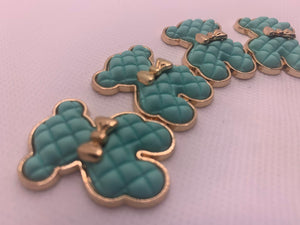 Exclusive, Seafoam Green "Bear" Tufted w/Gold Bow Charm, 1-pc Flatback Charm for CR O CS, Phone Cases, Sunglasses, Decor, and More! Size 2"