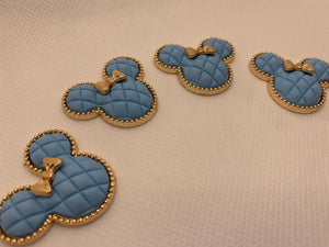 Light Blue Charm, Cute "Mouse Ears" Tufted w/Gold Bow, 1-pc Flatback Charm for CR OCS, Phone Cases, Sunglasses, Decor, and More! Size 2"