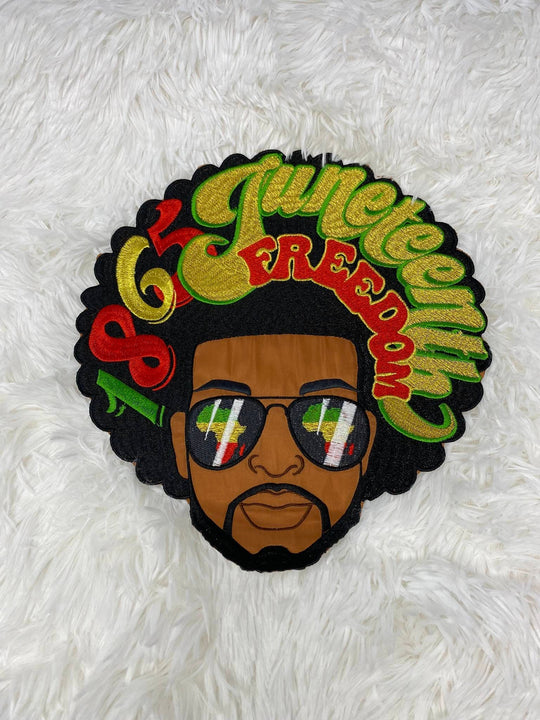 One-of-a-kind, 1865 Juneteenth 1-pc Iron-On "Afro King" Patch; Juneteenth Accessories for Clothing, Large Jacket Patch, Limited Edition