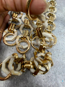 New, GOLD "Cream & Beige" Croc Chain for Croc Decoration; Croc Jewelry, Shoe Charms for Clogs; 1-pc Link Chain for Shoes, Gifts for Nurses