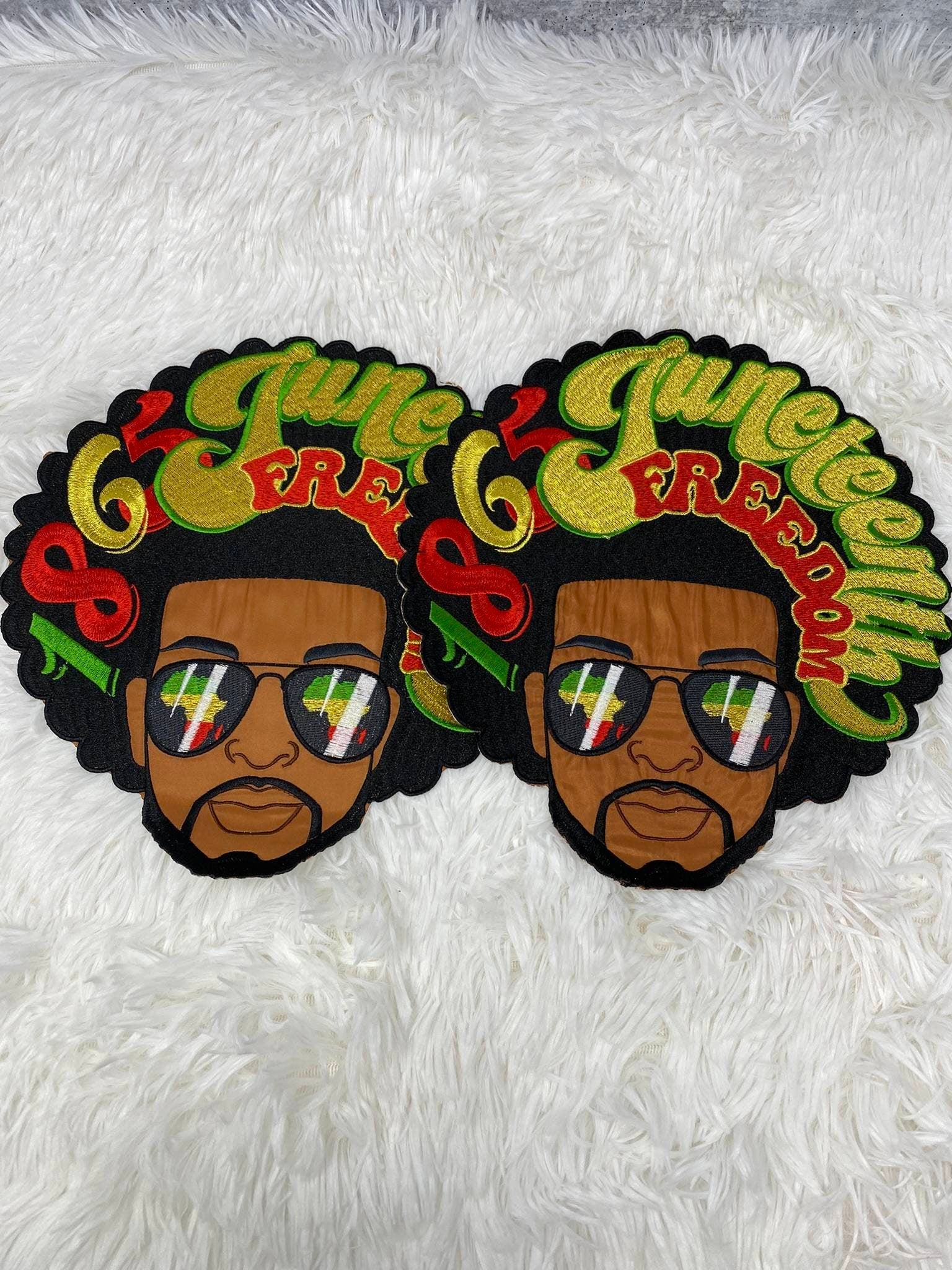 One-of-a-kind, 1865 Juneteenth 1-pc Iron-On "Afro King" Patch; Juneteenth Accessories for Clothing, Large Jacket Patch, Limited Edition