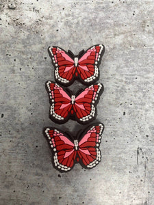 Cute, 1-pc Red "Butterfly" Croc Charm; Charms for Girls & Nurses; Trendy Rubber Charm for Shoes and Silicone Bracelets, Glam Shoe Decor