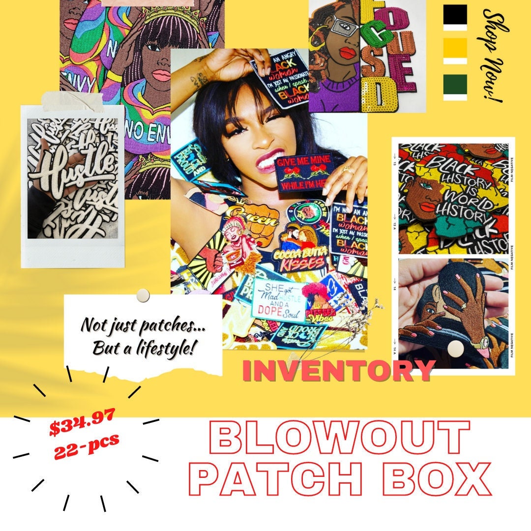 22-pc "Inventory Blowout, Patch Box" Assortment | Embroidered Patch Box| Surprise Gift | Iron-On Patch | Goodie Bag of Appliques | DIY Badge