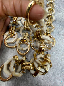 New, GOLD "Cream & Beige" Croc Chain for Croc Decoration; Croc Jewelry, Shoe Charms for Clogs; 1-pc Link Chain for Shoes, Gifts for Nurses