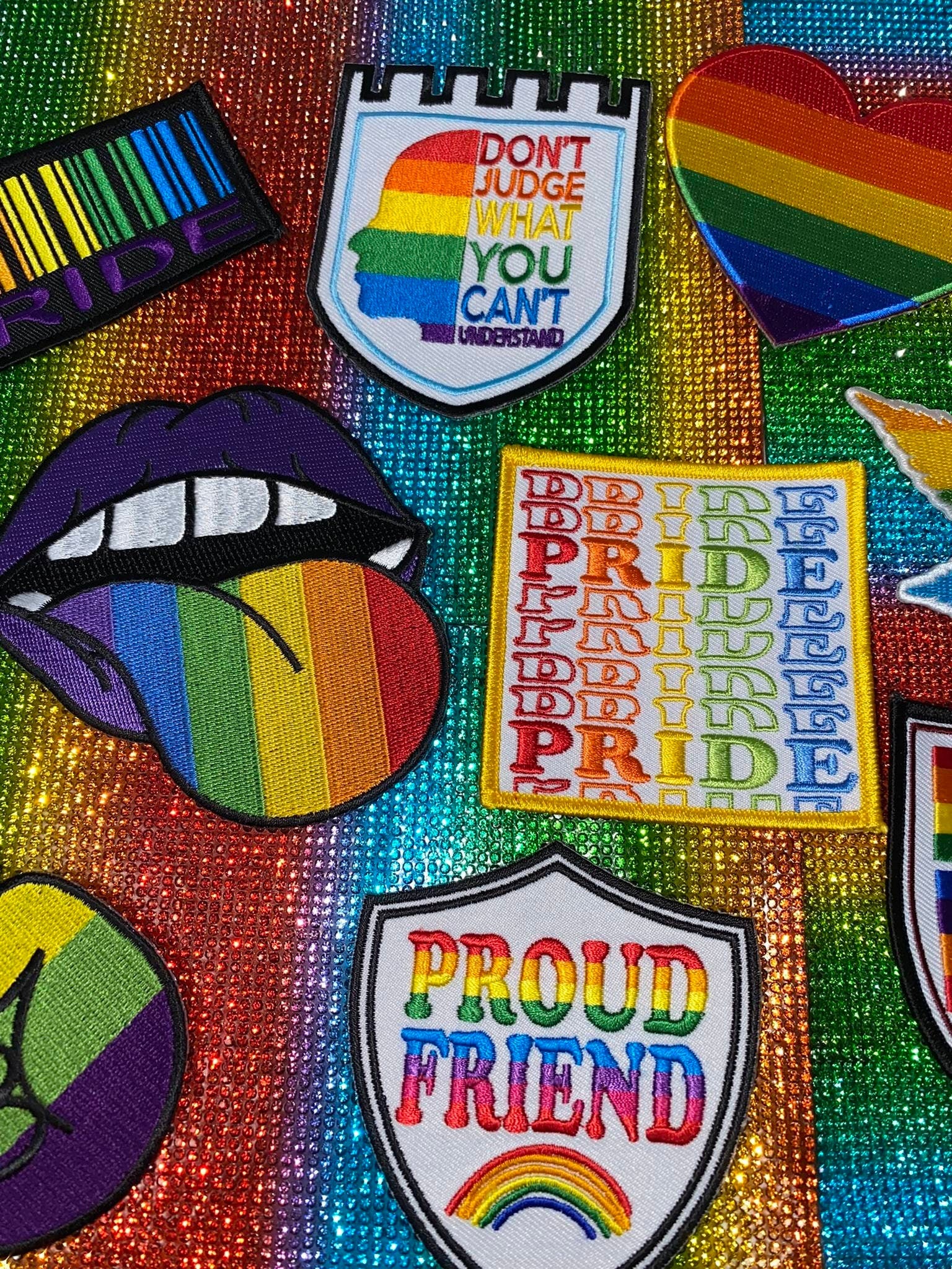 10-pc Pride Collection: Full Set of Embroidered LGBTQ Patches for Jackets, Hats, Crocs, Bags, & Apparel, Pride Gifts, Assorted Gift Bag