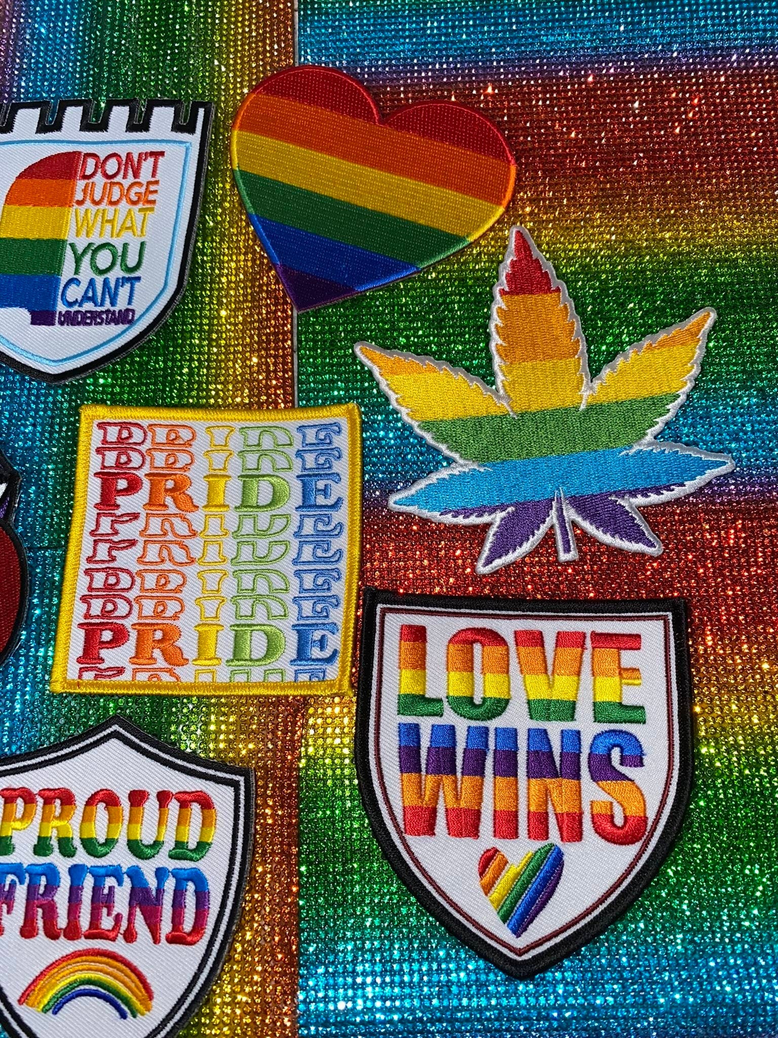 10-pc Pride Collection: Full Set of Embroidered LGBTQ Patches for Jackets, Hats, Crocs, Bags, & Apparel, Pride Gifts, Assorted Gift Bag
