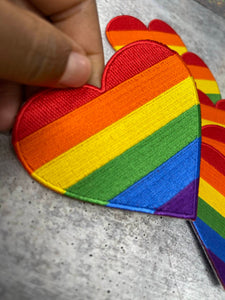 Pride Collection: 1-pc, Rainbow Heart, Sz 3.5" Embroidered Iron-on Patch/LGBTQ Patch for Jackets, Hats, Crocs, Bags, & Apparel, Pride Gifts
