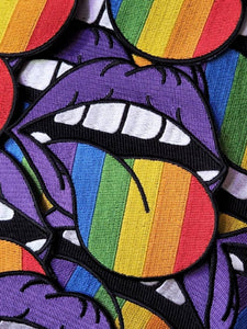 Pride Collection: 1-pc, PRIDE Rainbow Tongue, Sz 4" Embroidered Iron-on Patch/LGBTQ Patch for Jackets, Hats, Crocs, Bags, & More,Pride Gifts