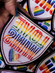 Pride Collection: 1-pc, "Love Wins Badge," Sz 3.5" Embroidered Iron-on Patch/LGBTQ Patch for Jackets, Hats, Crocs, Bags