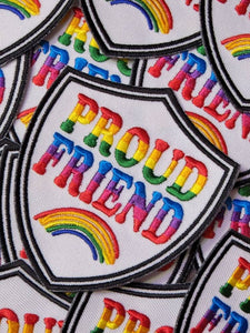 Pride Collection: 1-pc, "Proud  Friend" Support Badge, Sz 3.5" Embroidered Iron-on Patch/LGBTQ Patch for Jackets, Hats, Crocs