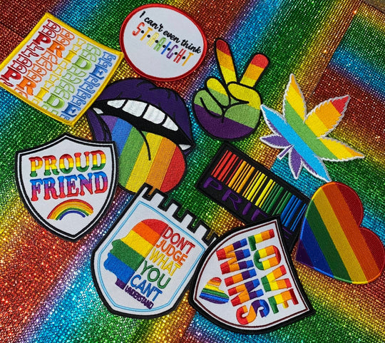 10-pc Pride Collection: Full Set of Embroidered LGBTQ Patches for Jackets, Hats, Crocs, Bags, & Apparel, Pride Gifts, Assorted Gift Bag