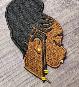 New, Chocolate "Braided Beauty" Afrocentric-Diva Patch, Size 3.5", Iron-on Embroidered Patch, DIY, Craft Supplies, Melanin Magic Patch