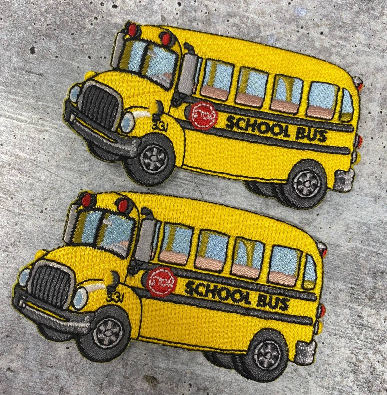 NEW Arrival,"School Bus" 100% Embroidered Patch, Small Iron-on Embroidered, Size 3.5", Cute Yellow Badge for Jackets, Hats, Camos, and Crocs