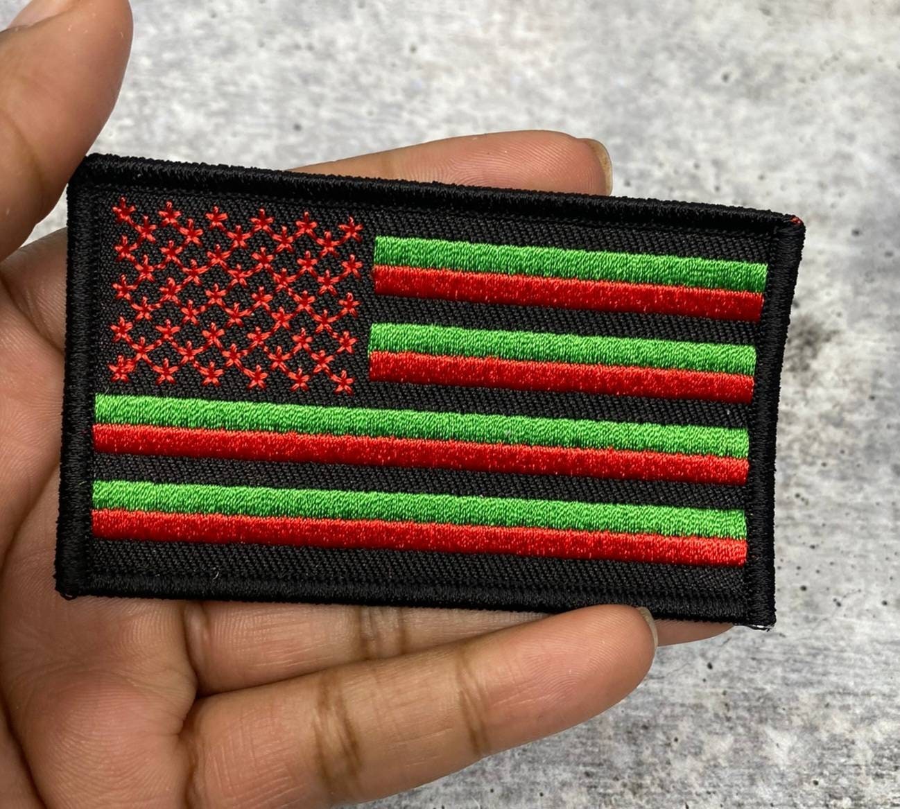 EXCLUSIVE,"RGB Flag" Iron-On 100% Embroidered Patch; Juneteenth, Marcus Garvey, Unia Flag, 3.5"x2", Patch for Hats, Jackets, Crocs