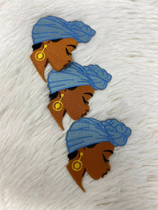 NEW, Meditating Cutie Embroidered Iron-on Patch, with "Aqua Blue Head Wrap" Size 4", Small Patch for Hats, Camos, Crocs, and Shoes