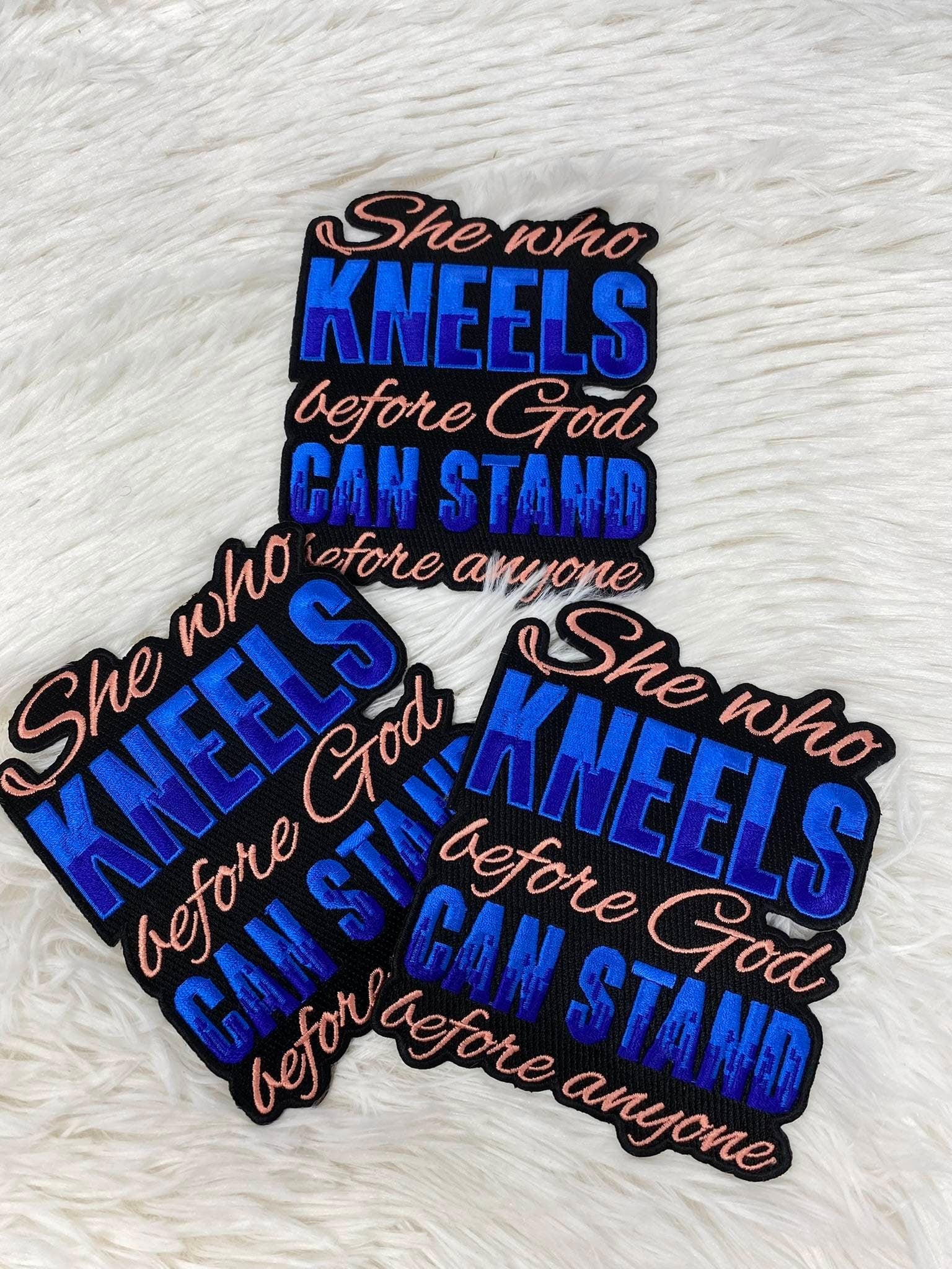 NEW, 1-pc "She Who Kneels..."  Size 4" x 3.75" Iron-on Embroidered Patch; Cool Patch for Hats, Empowerment Patch, Great patch for Jackets
