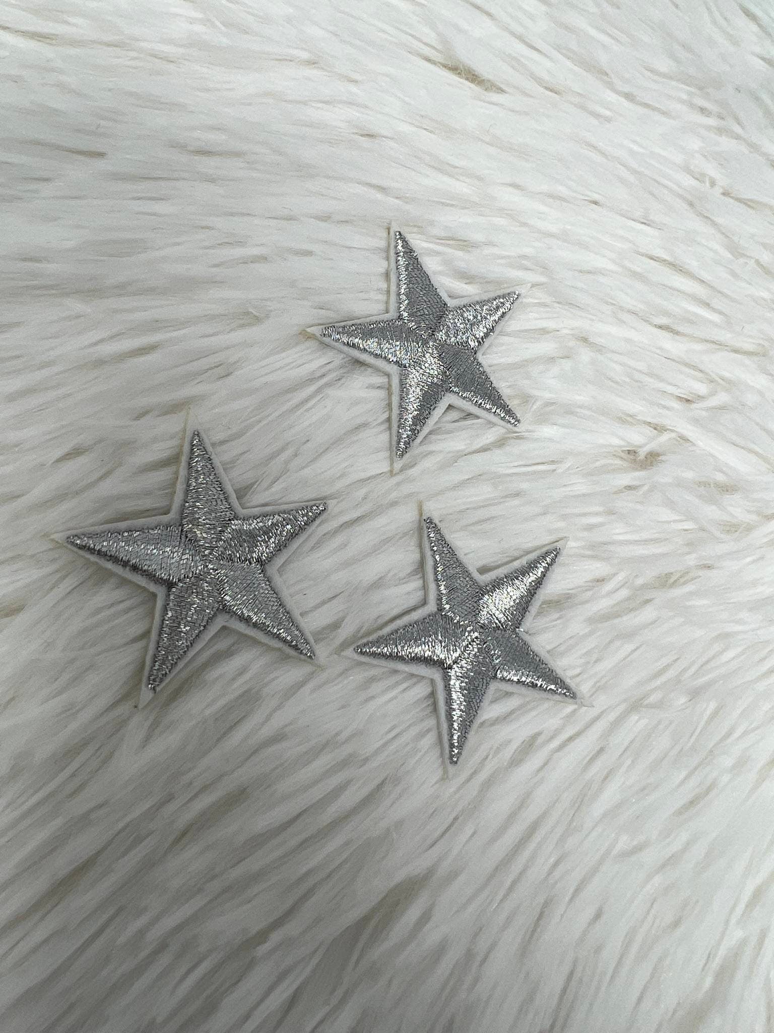 2pc/Mini SILVER Star Applique Set, Star Patch, 1" inch Small Stars, Cool Applique, Iron-on Embroidered Patch, Patches for Clothes and Shoes