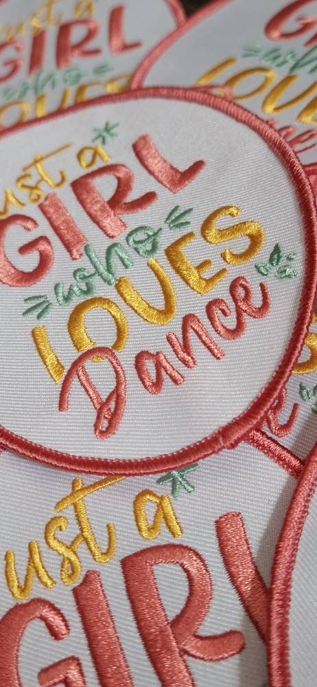 New Arrival,"Just a Girl Who Loves Dance" 1-pc Colorful Patch, Iron-on Patch for Jackets, Hats, & Bags, Size 4", Gift for Dancers