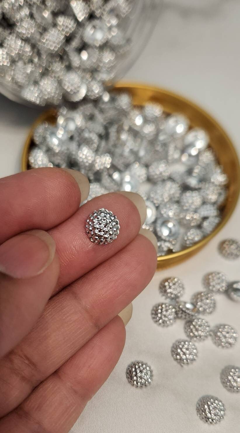 Bulk: 8MM "BLING BUD" Rivets + Pins,(3.5oz Jar) for Pearl Setting Machine, Clothing Decoration, Great For Denim, Fabric, Shoes, and more!